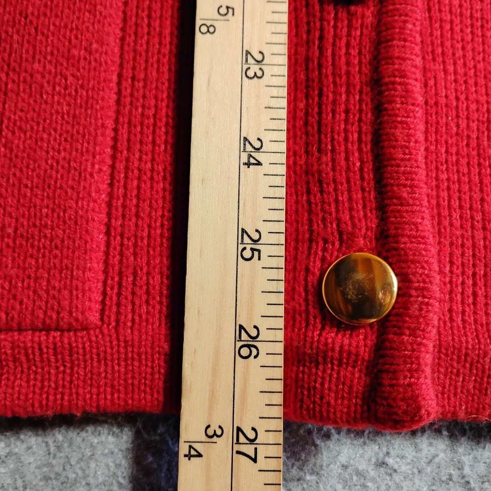 Dayne Taylor Vintage Red Ribbed Cardigan Sweater Gold Buttons Collar M - Picture 5 of 8